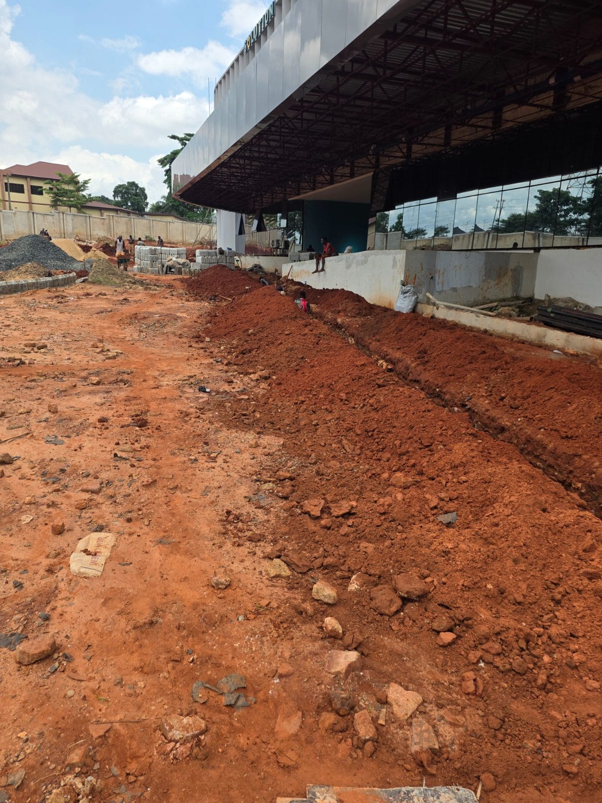 Latest site photograph of General external works within the Solution Innovation District permanent building at Awka, Anambra State