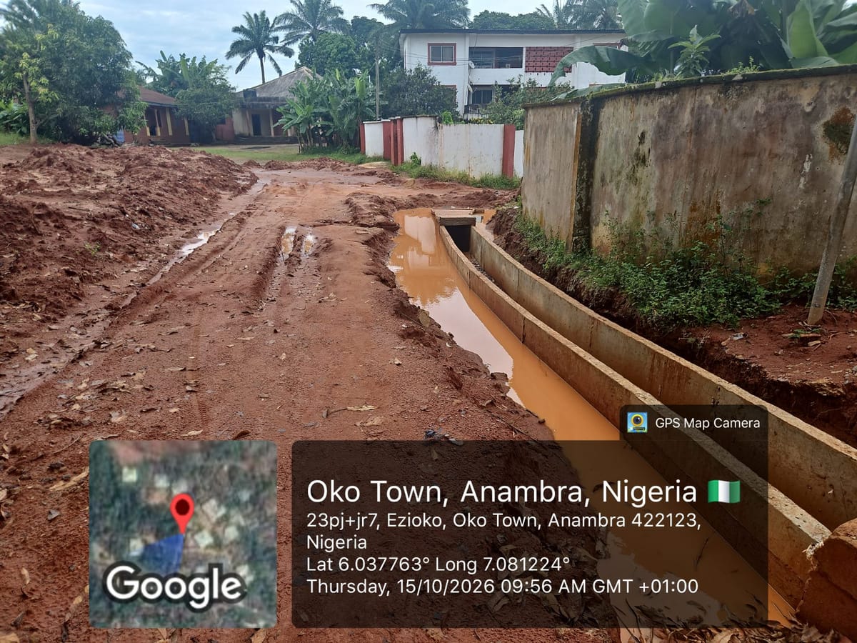 Latest site photograph of Constr. of flood water diversion at Ezioko Orumba North LGA